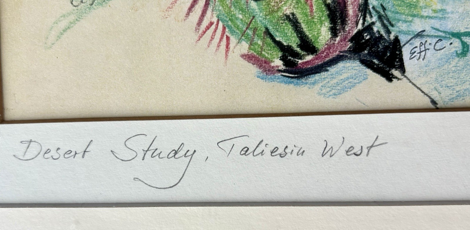 Effi Casey Signed Drawing ‘Desert Study, Taliesin West’ - Franklin Lloyd Wright