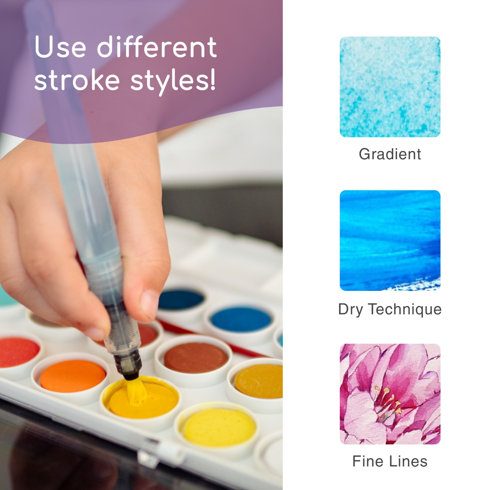 6 Pen Water Painting Brush Set with Refillable Tube