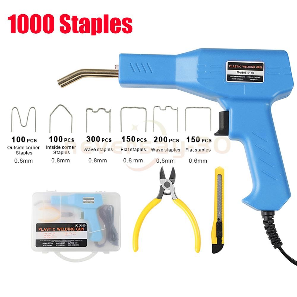 Hot Stapler Car Bumper Fender Welder Gun Plastic Repair Kit 1000 Staples New