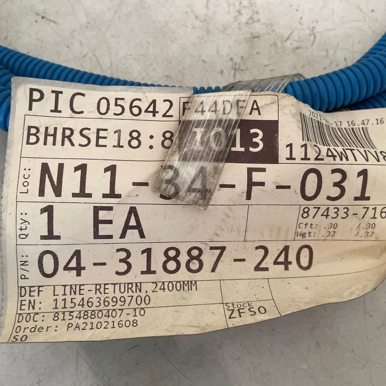 GENUINE FREIGHTLINER DEF RETURN FLUID LINE 2400MM 04-31887-240 NEW OEM