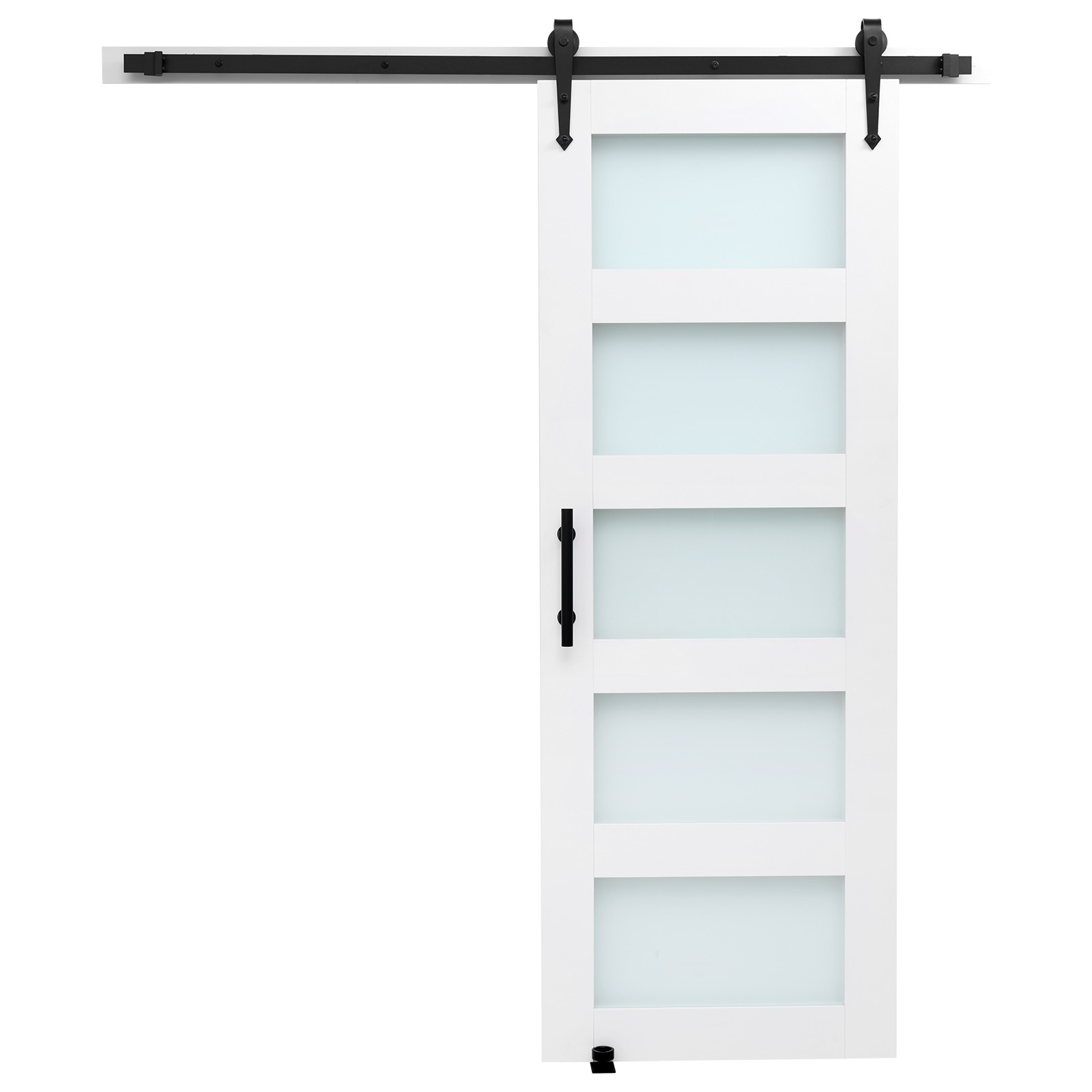 Uimoso Sliding Barn Door with Hardware Kit 30 x 84 in, MDF Panel & Frosted Glass