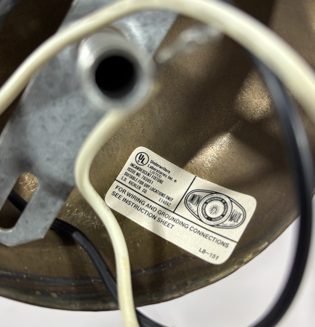 Vintage NOS Kichler Colonial Style Brass Wall Sconce Light Fixture 13.25"H