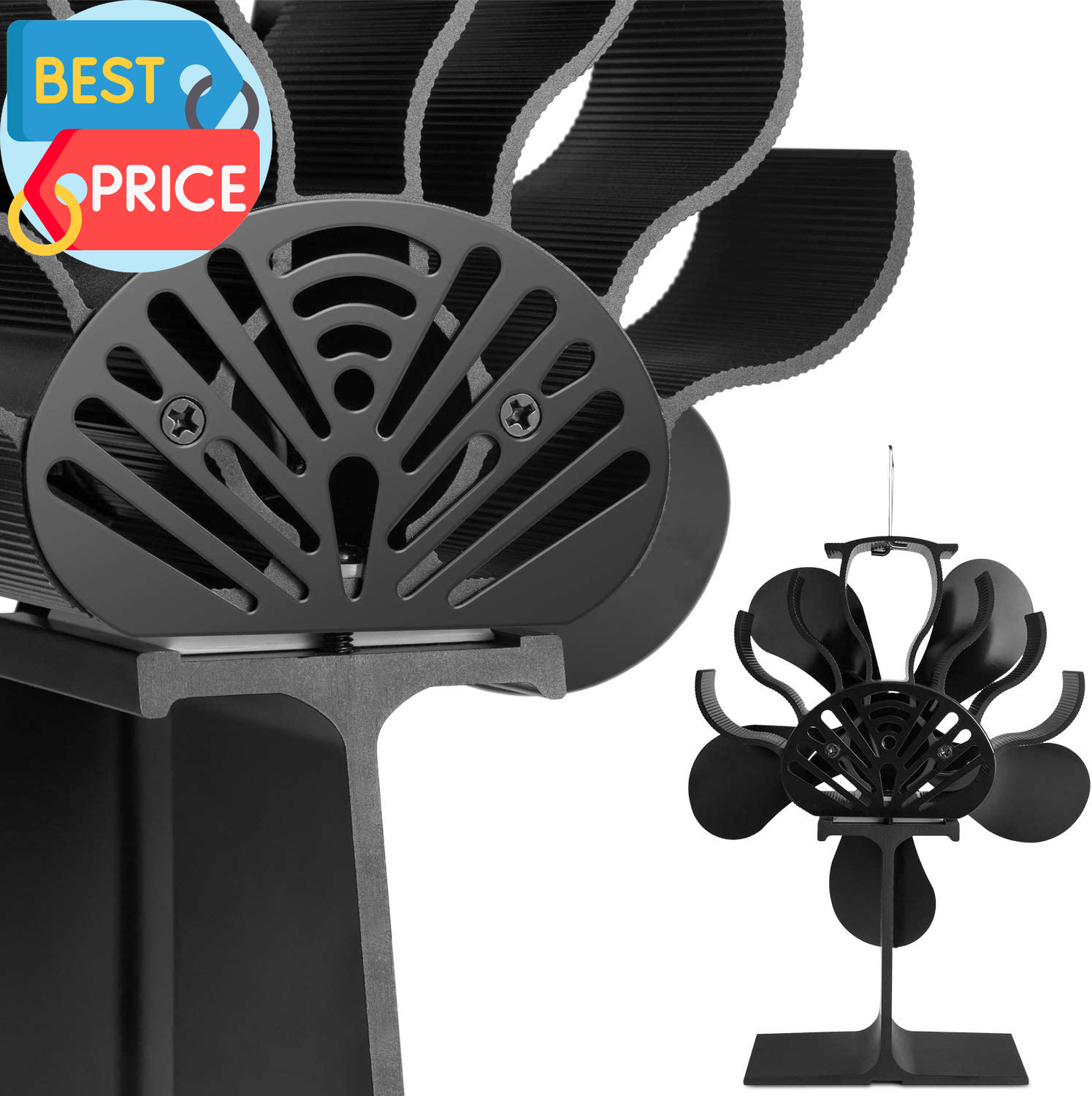 Wood Stove Fan 5 Blades, Heat Powered Fireplace Fans for Wood/Log Burner Stove,