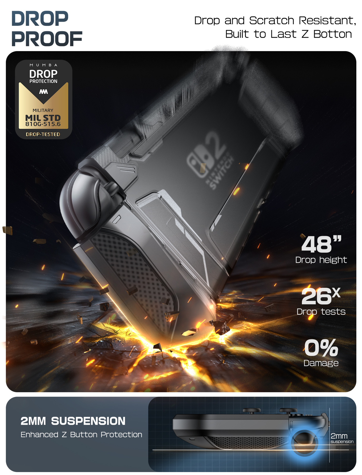 Mumba Dockable Case For Nintendo Switch 2 2025 Console Joy-Con TPU Grip Cover