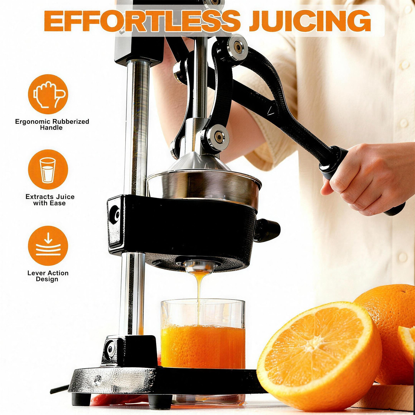 Heavy-Duty Cast Iron Orange Juicer Commercial Manual Press Citrus Squeezer