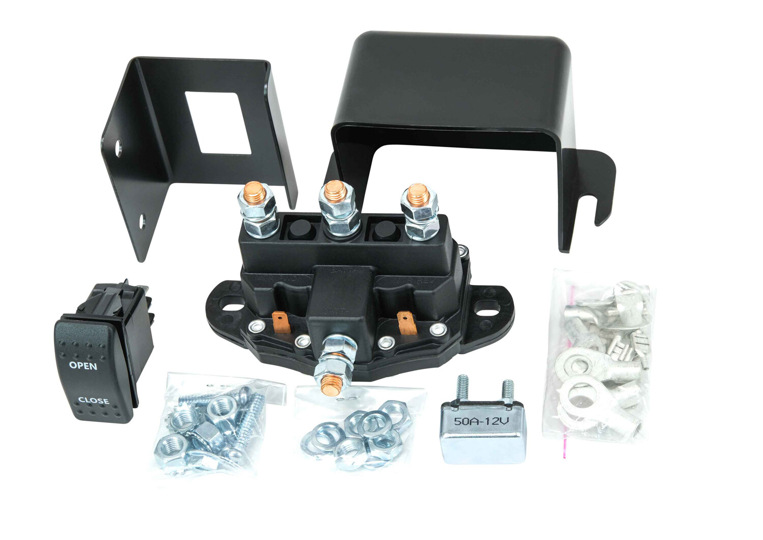 12V Grounded Winch Motor Reversing Solenoid, 150 Amps, Grounded Coils