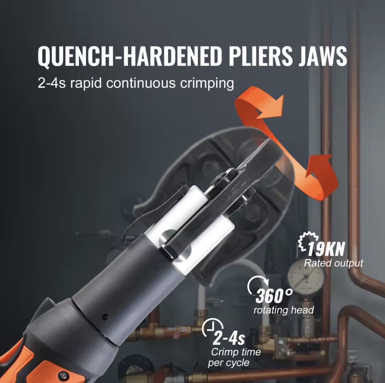 Pro Press Tool Pipe Crimping Kit Press Tool Battery Kit 1/2" 3/4" 1" Jaw