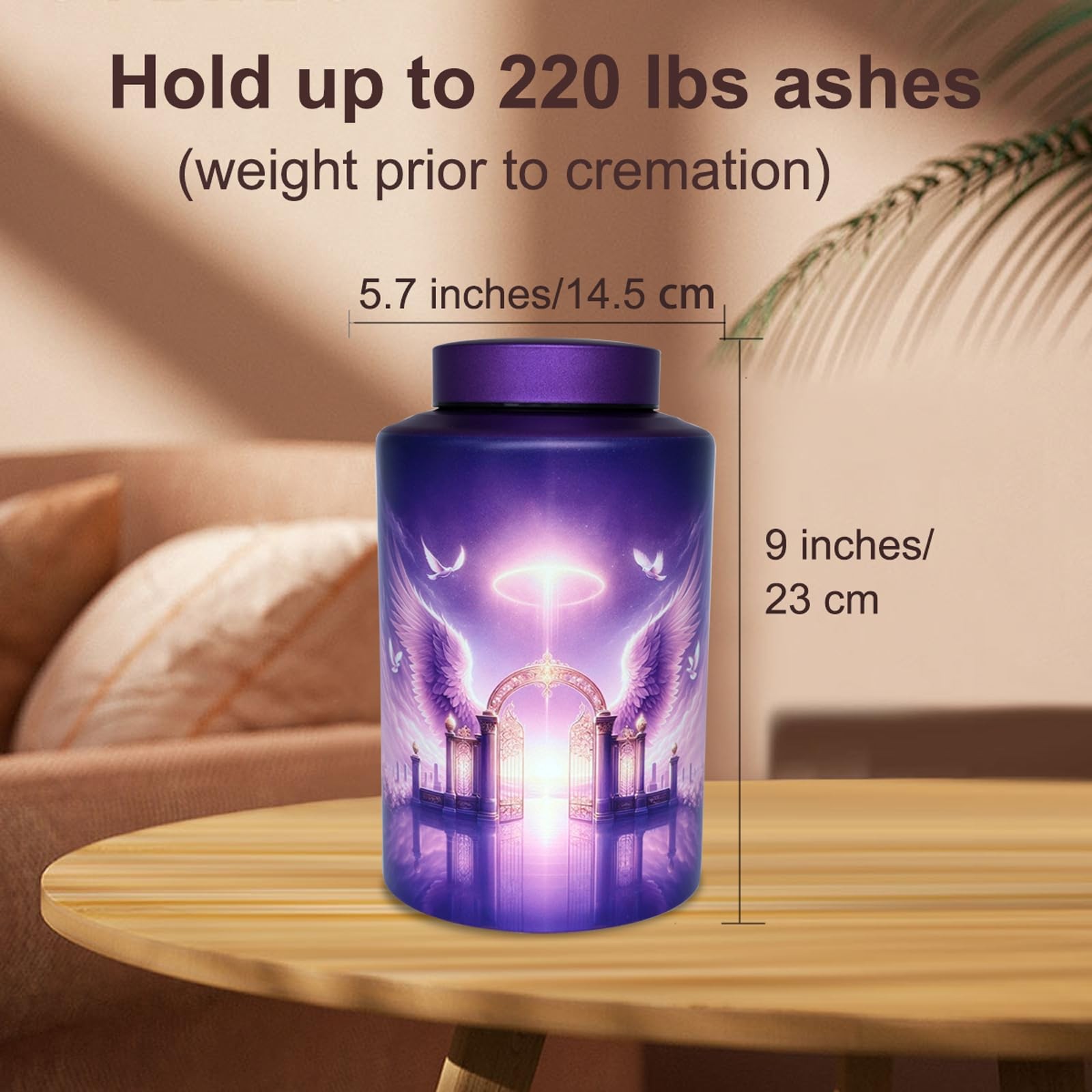 Mianachilu Large Cremation Urn for Adult Female Male 220 lbs, Purple