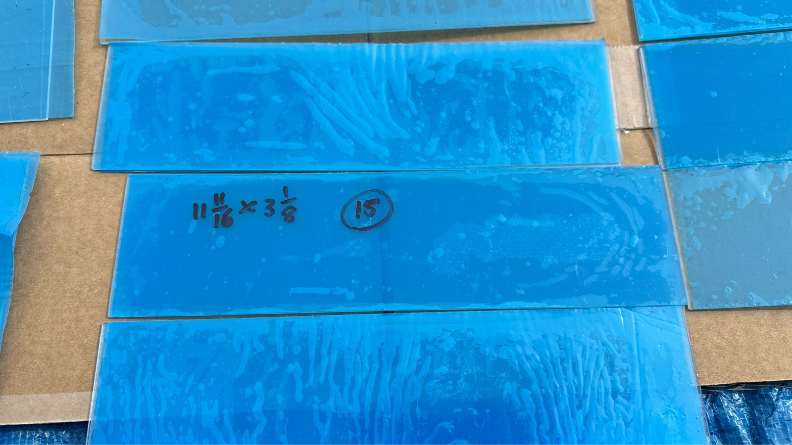 Lot of 15 New Sheets of 11-11/16" x 3-1/8" Acrylic Clear Plexiglass Plexi