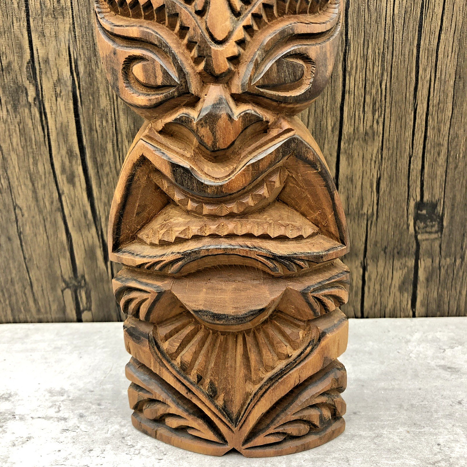 VTG Polynesian-style Mid-Century Tiki carving Hand Carved 12"