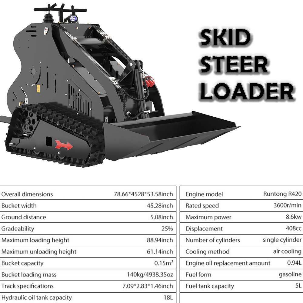 Mini Skid Steer 13.5HP Track Loader Hydraulic Gasoline Engine