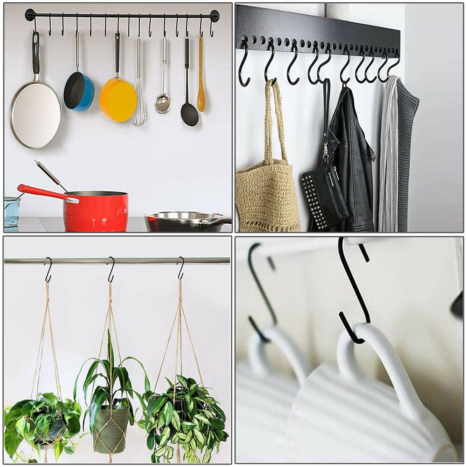 10 PCS Heavy Duty Steel S Shaped Hooks Hanging Hangers Pan Pot Holder Rack