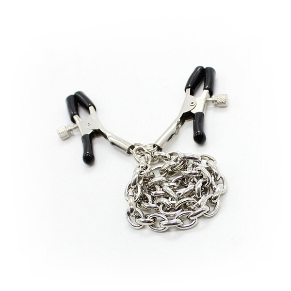 2 Head Adjustable Breast Nipple Clamps With Chain Sexy Raunchy Women Men Toy