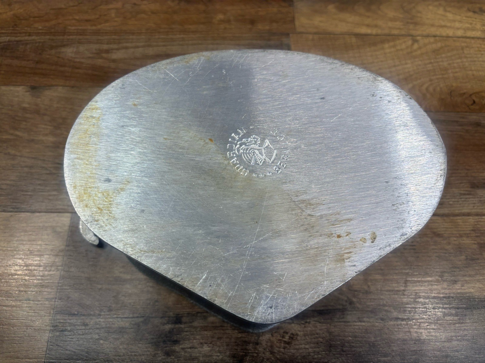 Vintage Hammered Aluminum Guardian Service Cookware Triangular Pot/Glass Lid