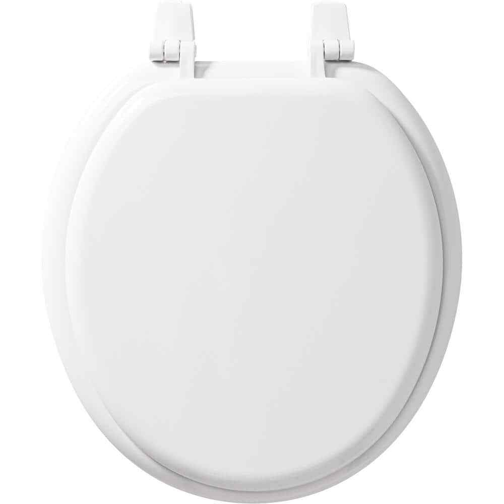 NEW Round Closed Front Enameled Wood Toilet Seat in White Durable & Wood Finish