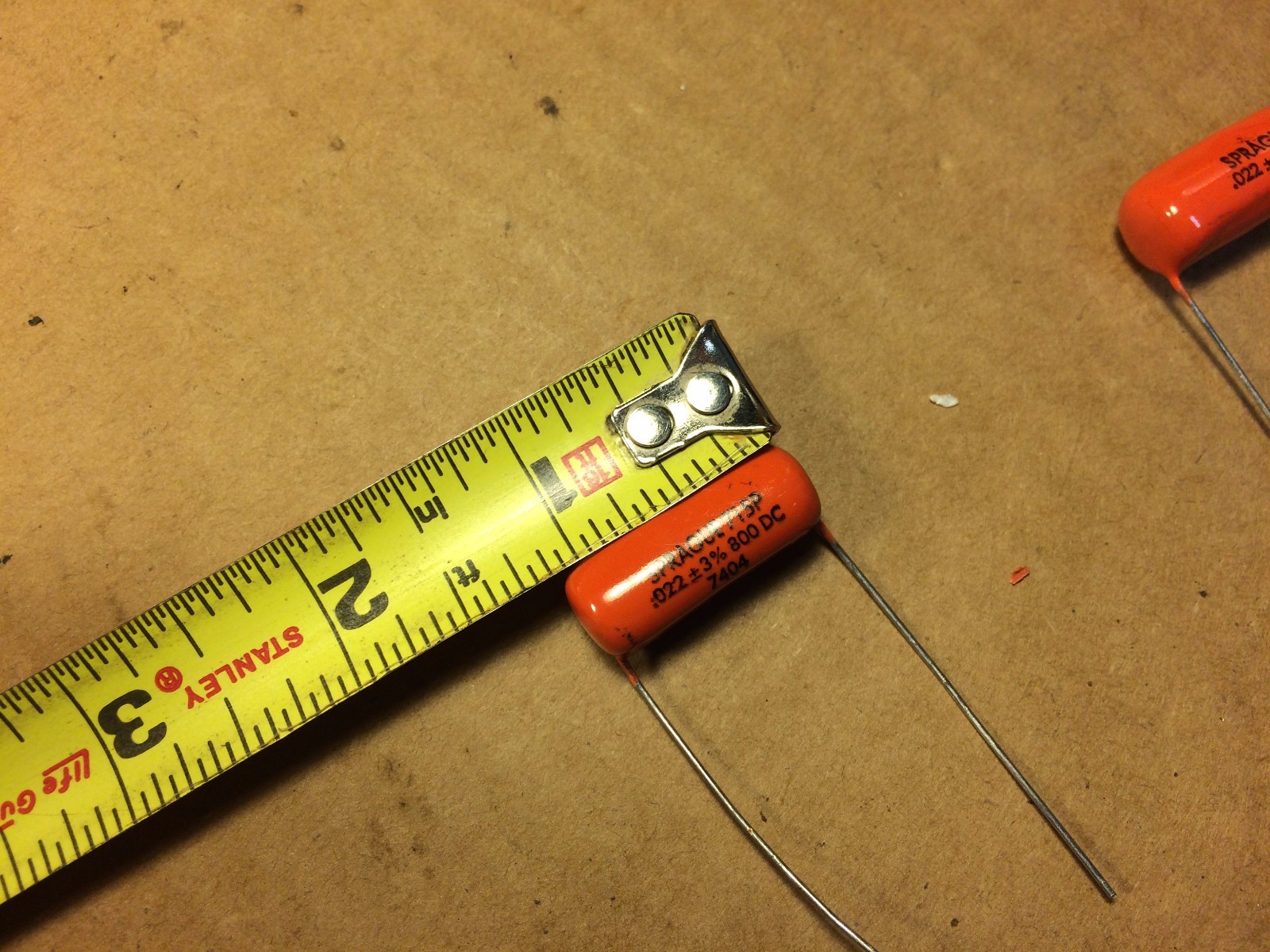 2 NOS Vintage 1974 Sprague Orange Drop .022 uf 800v Capacitors Tone Caps 600v