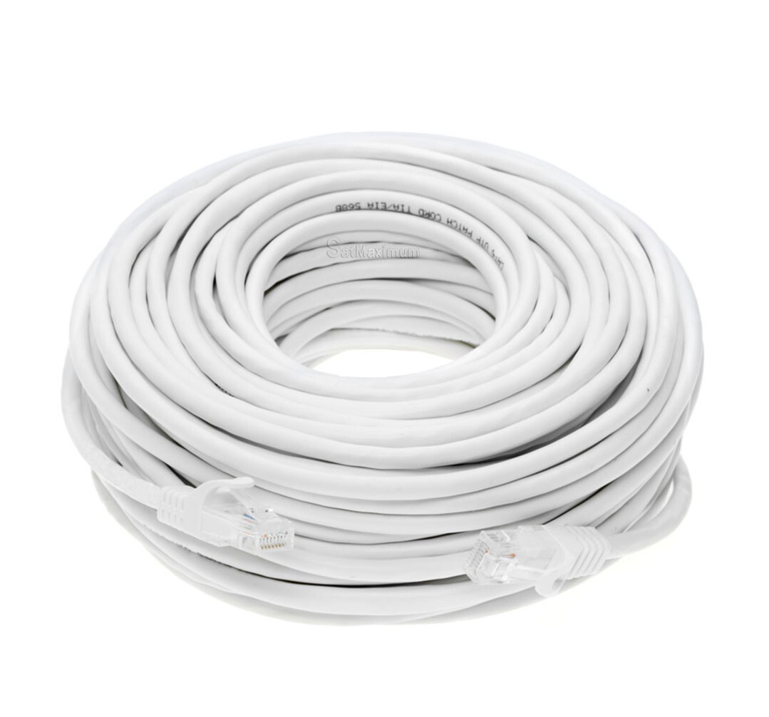 CAT5 Ethernet Patch Cable RJ-45 LAN Internet Cord White 25FT-200FT Multipack LOT