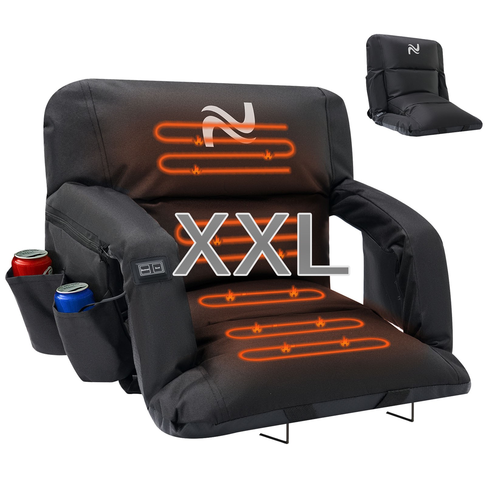 H&ZT Heated Stadium Seat for Bleachers with Back Support Standard / XXL Size