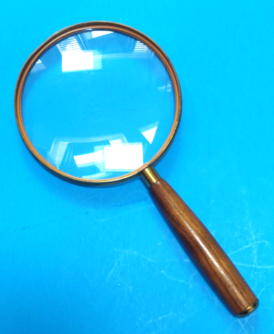 VTG Donegan Optical USA Brass Wood Handle Magnifying Glass 10"