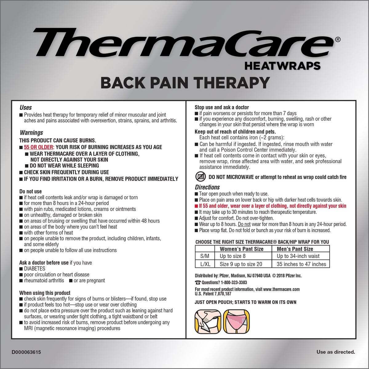 ThermaCare Lower Back & Hip L/XL, 10 HeatWraps