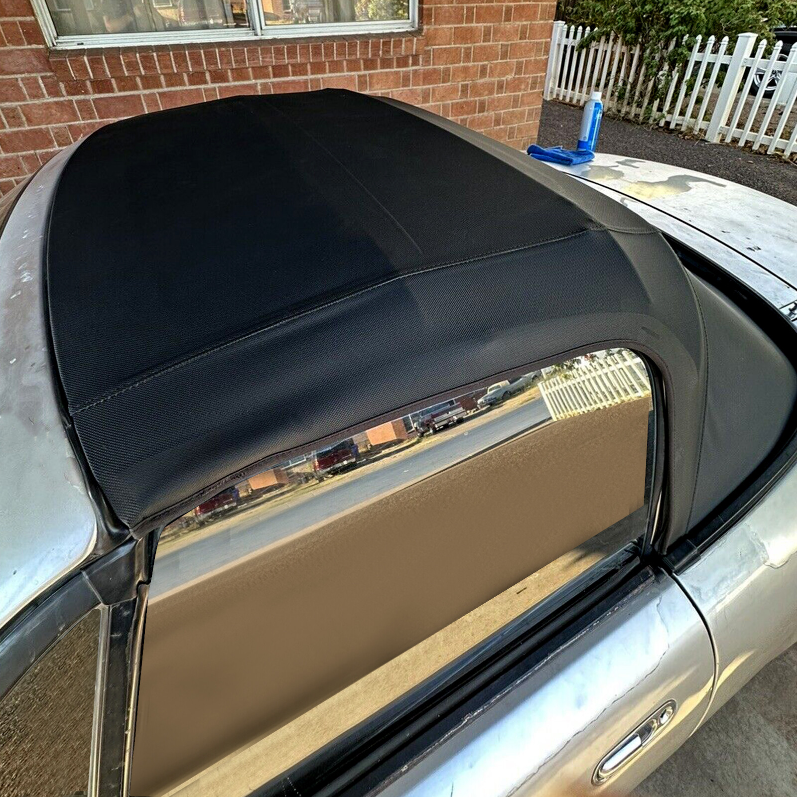 HECASA For 90-05 Mazda Miata Convertible Soft Top w/ Glass Window & Rain Rail