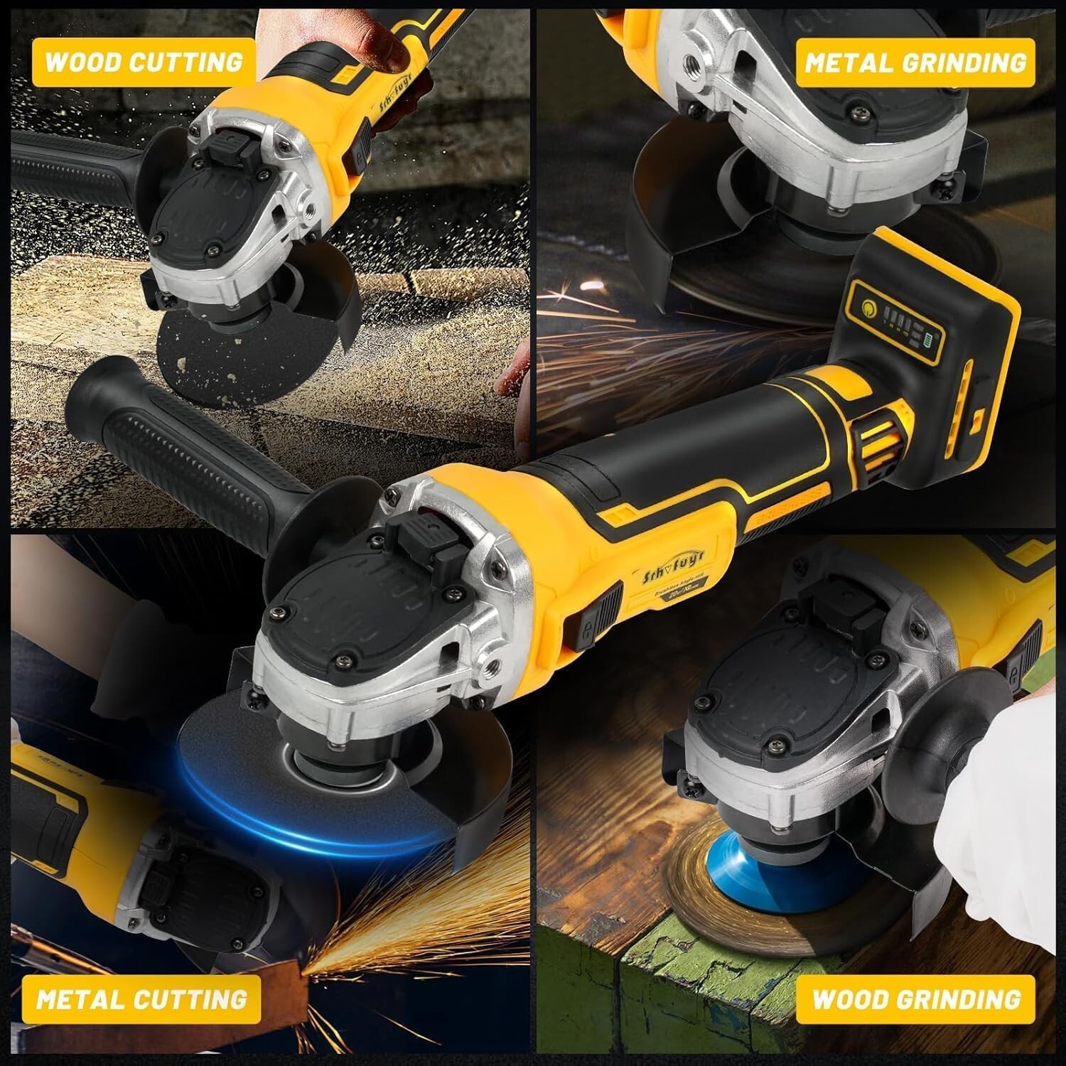 Cordless Angle Grinder Fits Dewalt 20V Battery (No Battery) 4-1/2 in. 10000 RPM