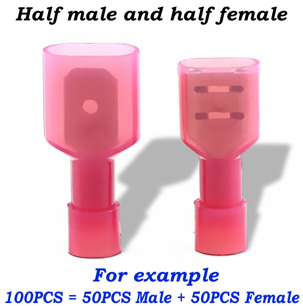 500PC Male Female Insulated Spade Terminal Crimp Quick Disconnect Wire Connector