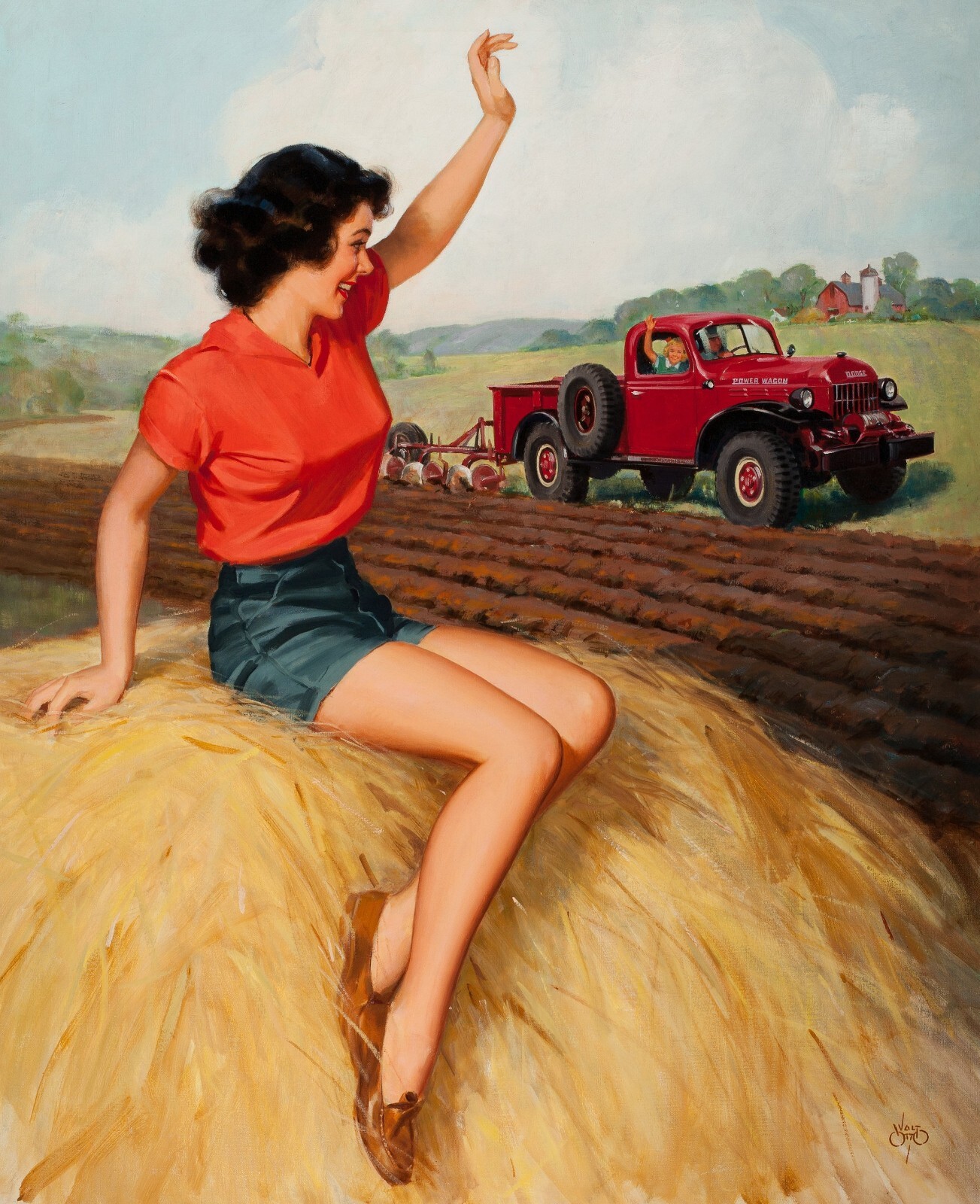 Dodge Power Wagon Pickup Truck Pulling Plow Metal Sign: 12x16" & Free Shipping