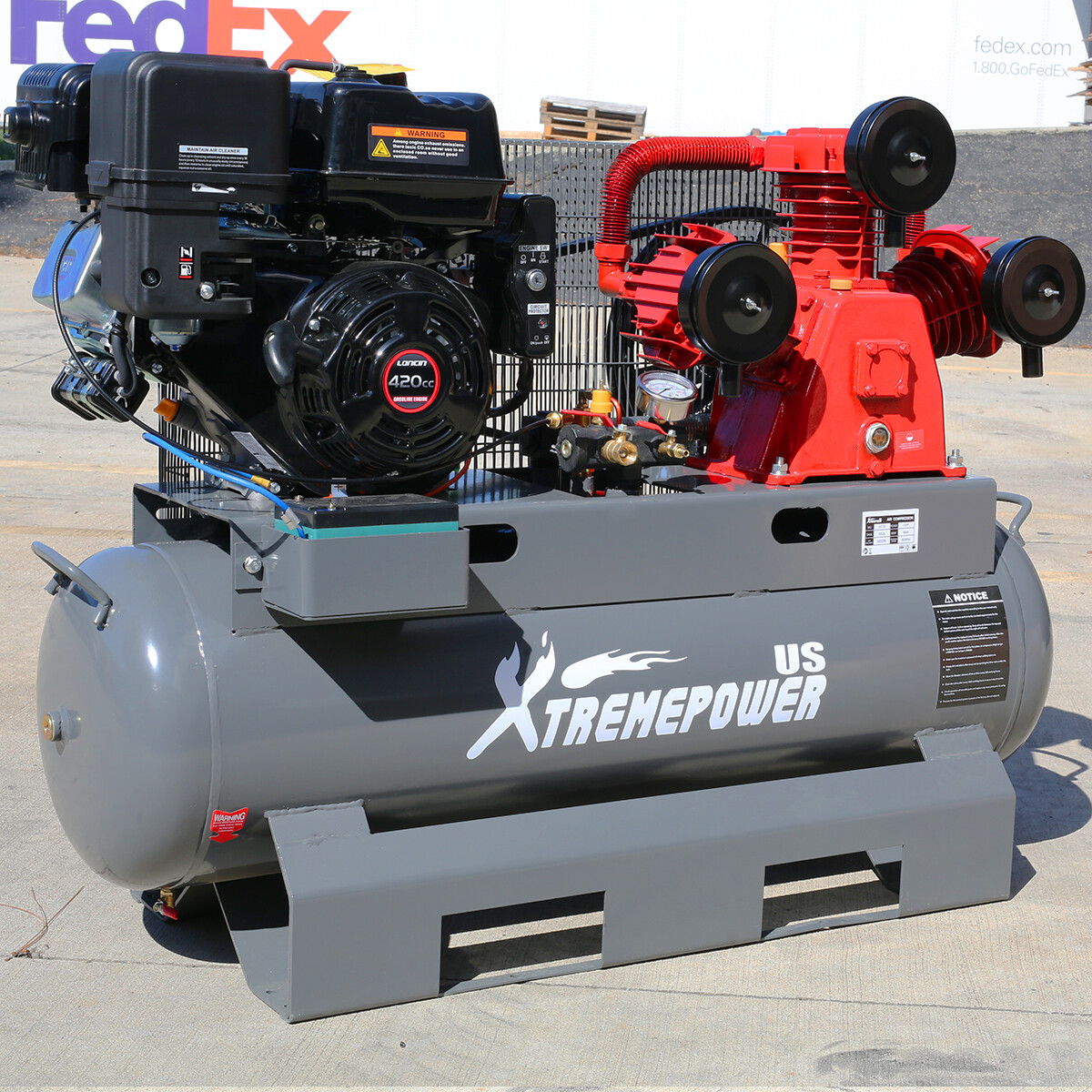 XtremepowerUS 30 Gallon Air Compressor 13HP Gas Drive Truck Mounted Gas Engine