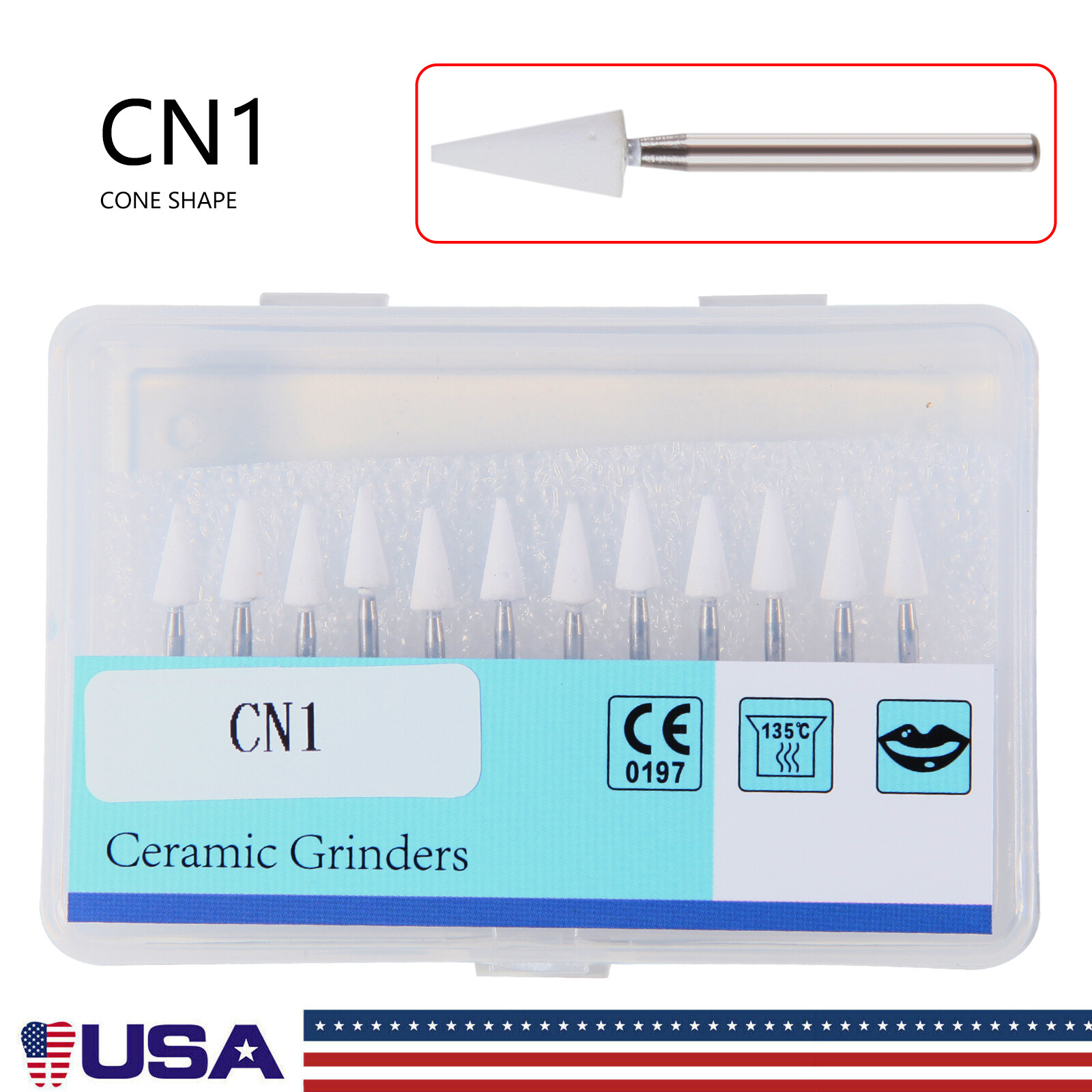 Dental White Stone Porcelain Resin Polishing Burs FG /Composite Finishing Burs