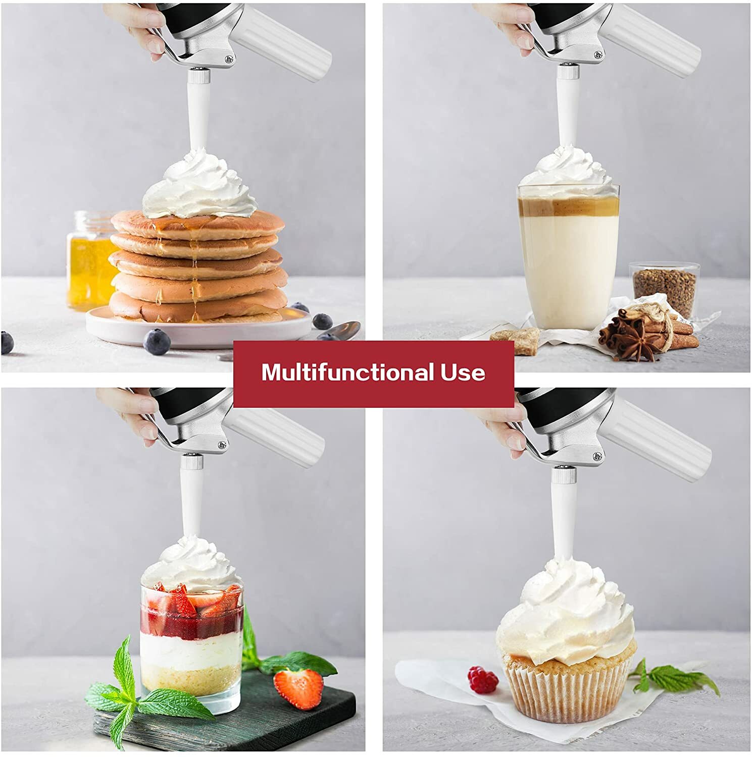 Whipped Cream Dispenser Durable Aluminum Foam Whipper 1 Pint 500ml Cream Maker