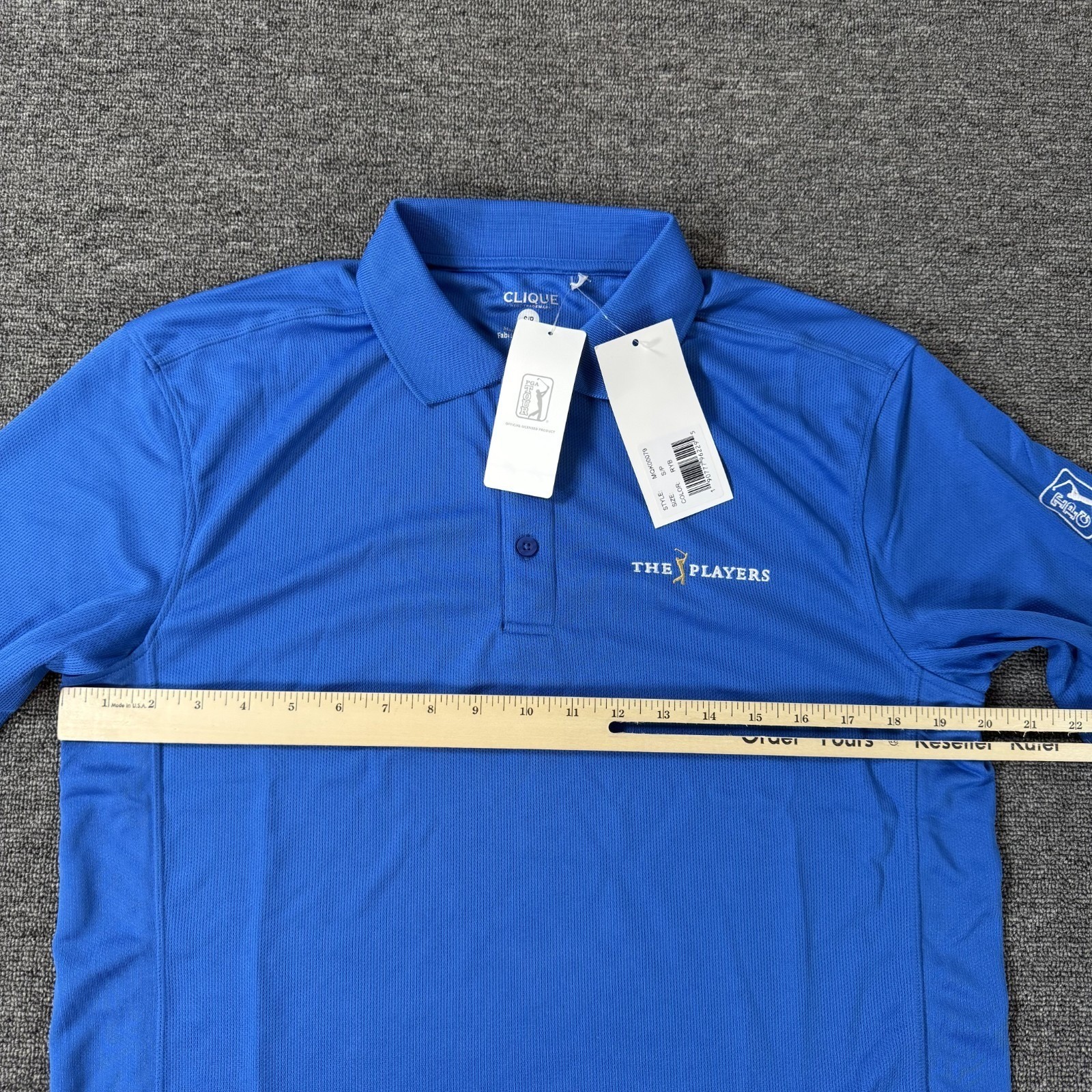 TPC Sawgrass The Players Men's Small Blue Long Sleeve Golf Polo
