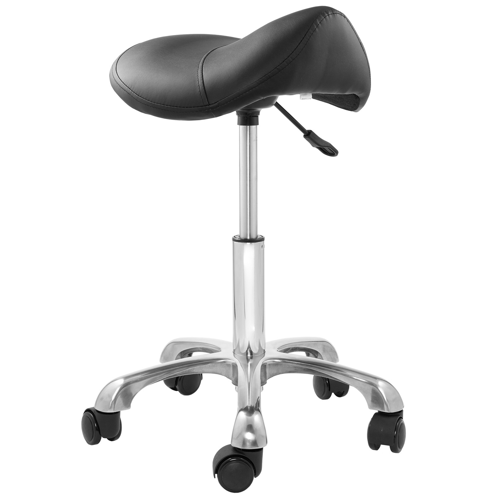 Hydraulic Adjustable Rolling Spa Saddle Stool - Ergonomic, Swivel Wheels - Black