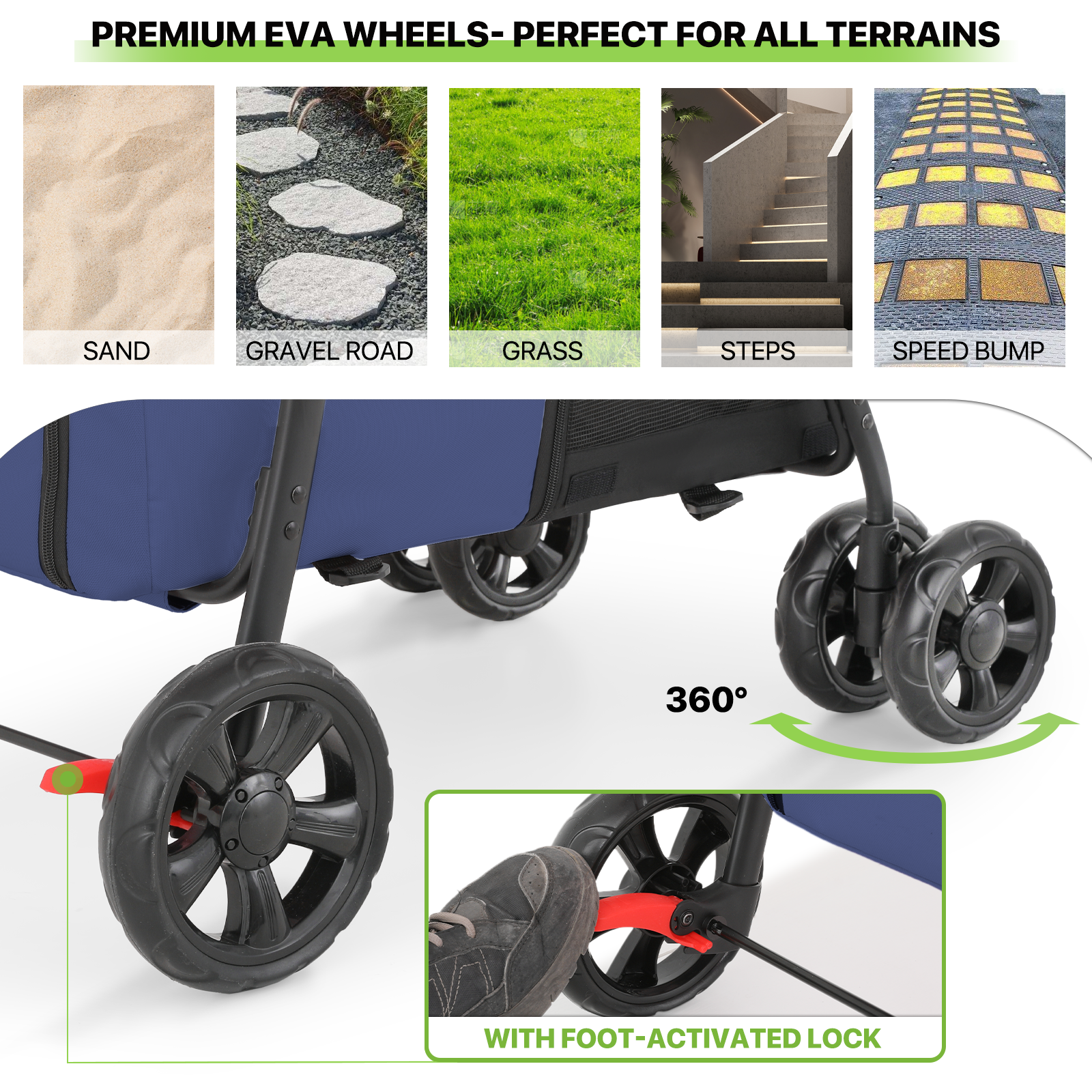 4 Wheels Double Breathable Pet Dog Stroller Folding Cat Cage Pet Travel Carrier