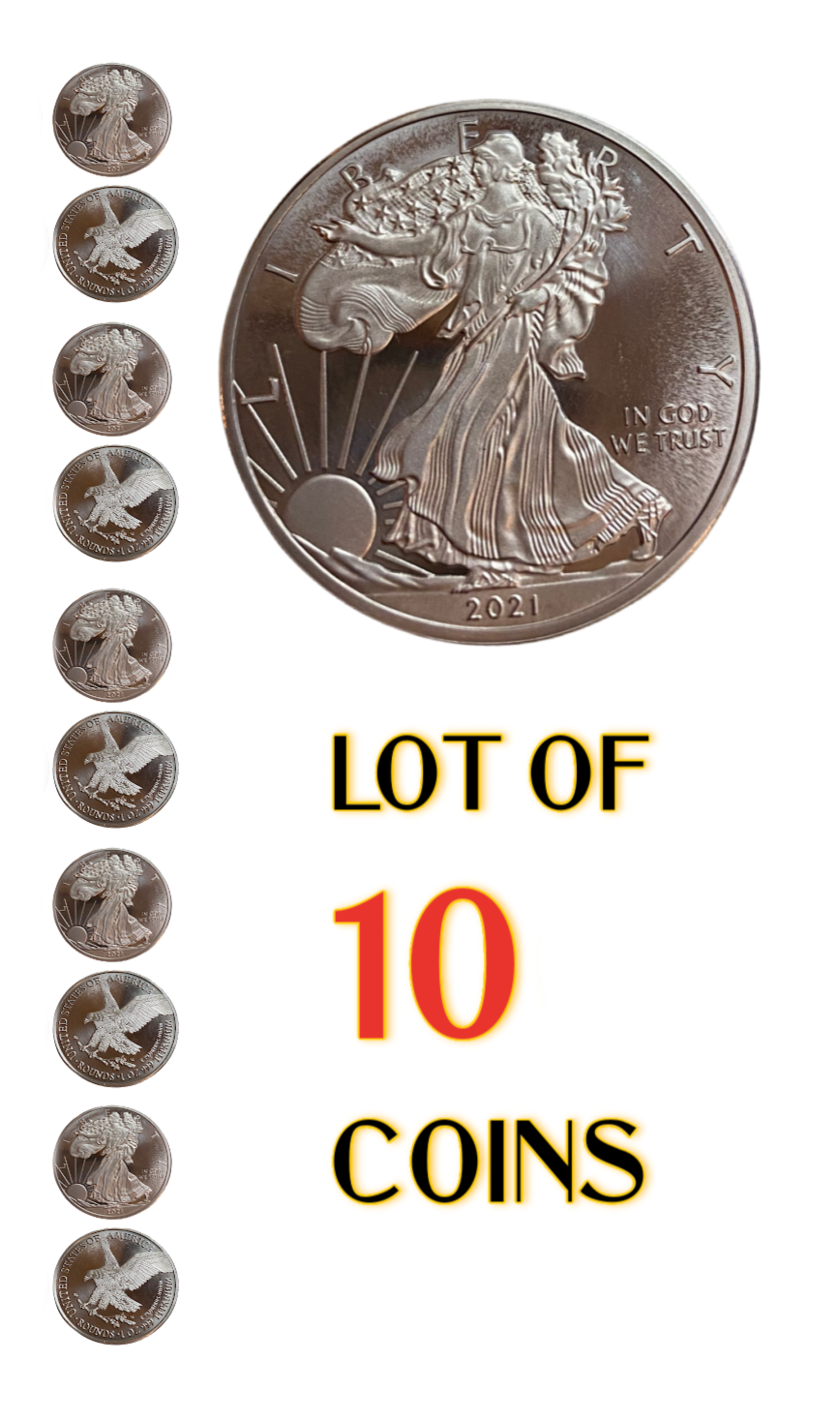 10 LOT 1 TROY OUNCE/OZ .999 Solid TITANIUM Walking Liberty Eagle Rounds Coins