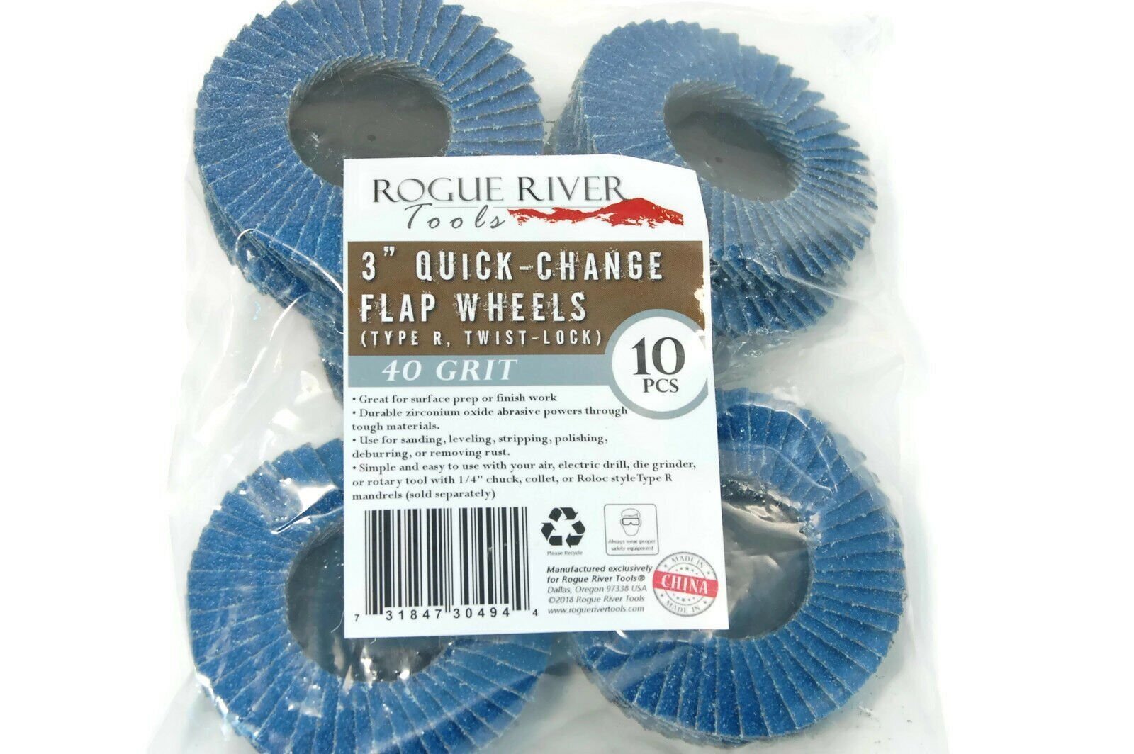 (10pk) 3" Inch 40 Grit Flap Sanding Disc Wheels Type R Roloc Threaded Twist Lock