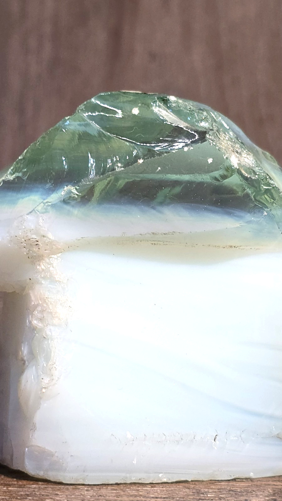 Aqua & Opalite Layered Slag Glass Rock Chunk 27oz 4 inches Landscape Aquarium