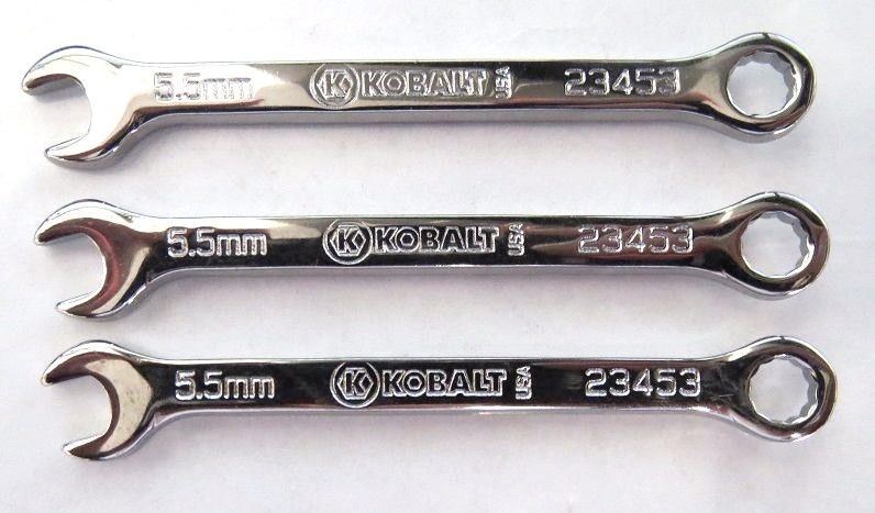 Kobalt 23453 5.5mm Midget Combo Wrench USA 3 Pieces