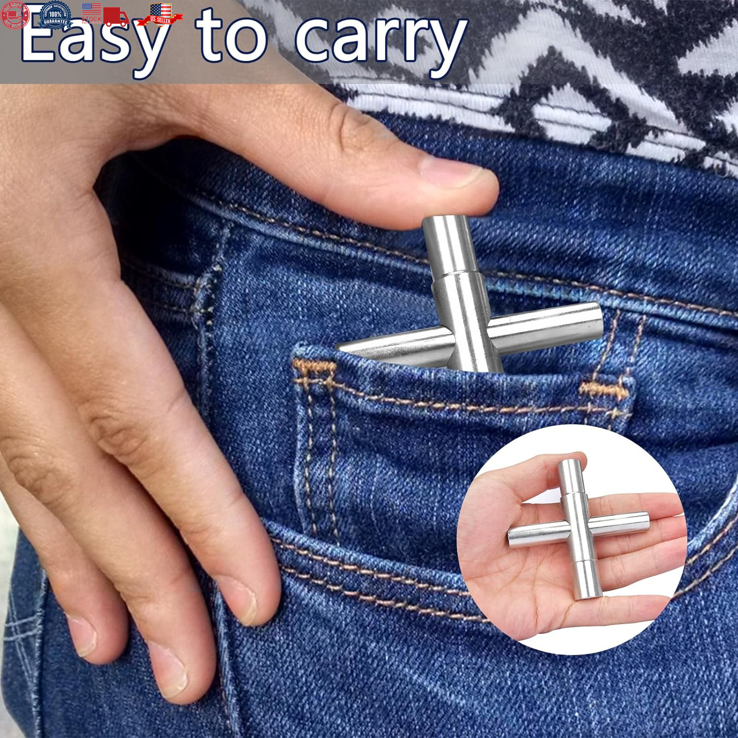 2Pcs 4 Way Sillcock Key Set 1/4", 9/32", 5/16", 11/32 Steel Sillcock Water Hose