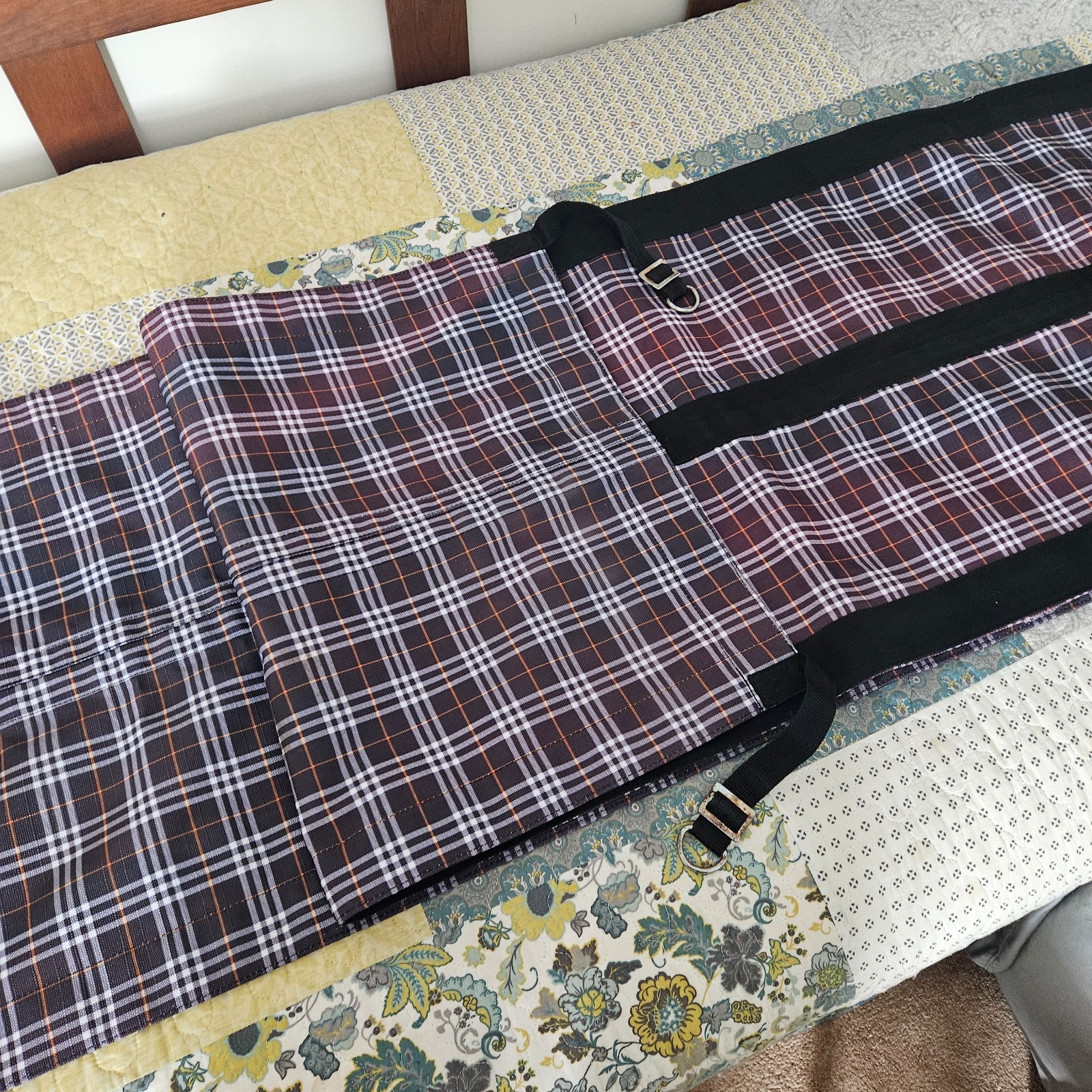 Kensington Aisle Guard Adjustable Burgundy Orange White Plaid Used