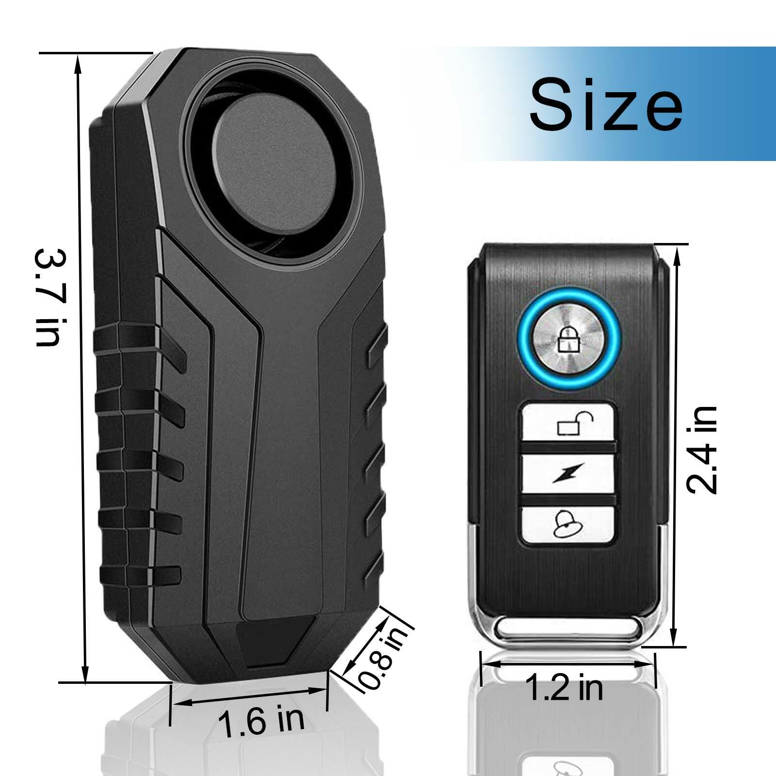Wireless Bike Alarm with Remote 113dB Anti-Theft Vibration Motorcycle Waterproof
