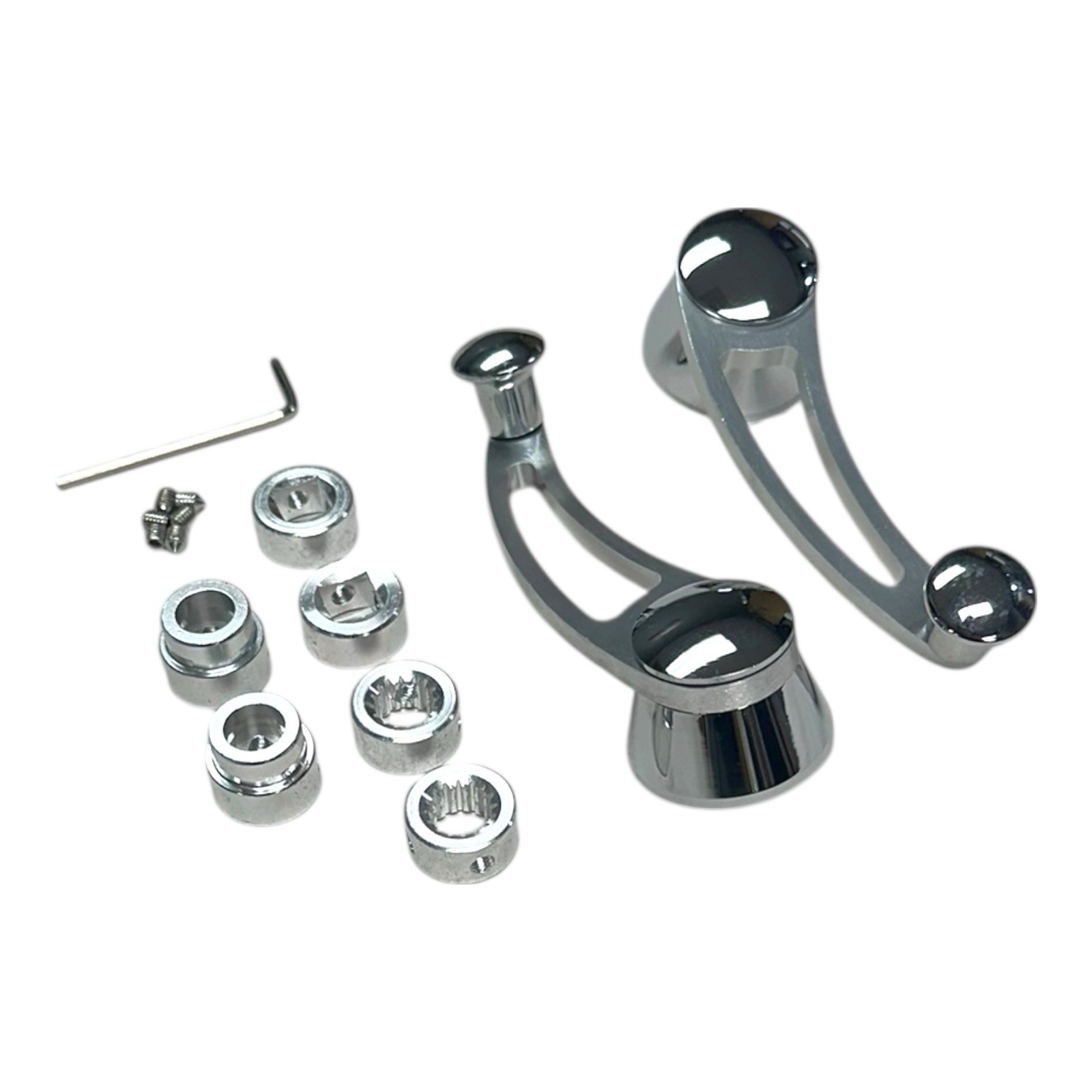 Pair Universal Slotted Billet Chrome Aluminum 4-1/4" Window Crank Handles