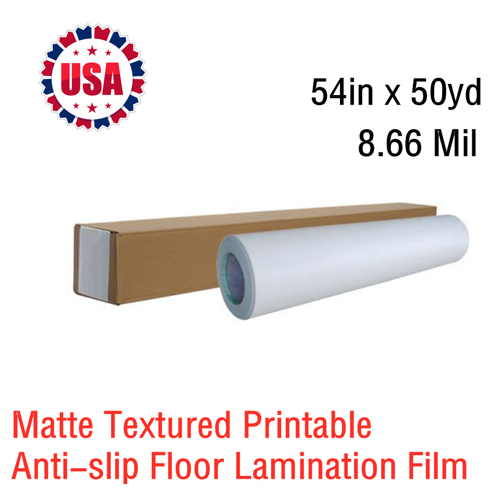 54in x 50yd Matte Textured Printable Anti-slip Floor Lamination Film, 8.66 Mil