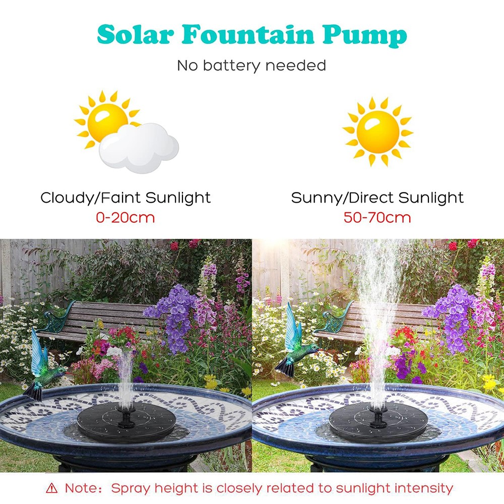 Solar Power Fountain Floating Water Pump for Bird Bath Pond