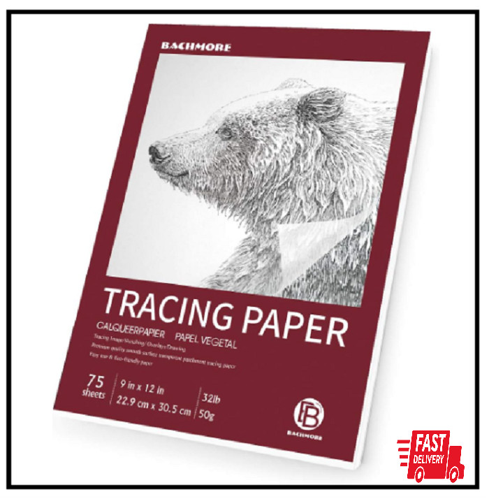 Bachmore 9”x12” Artist’s Tracing Paper Pad, 75 Sheets – Translucent Tracing