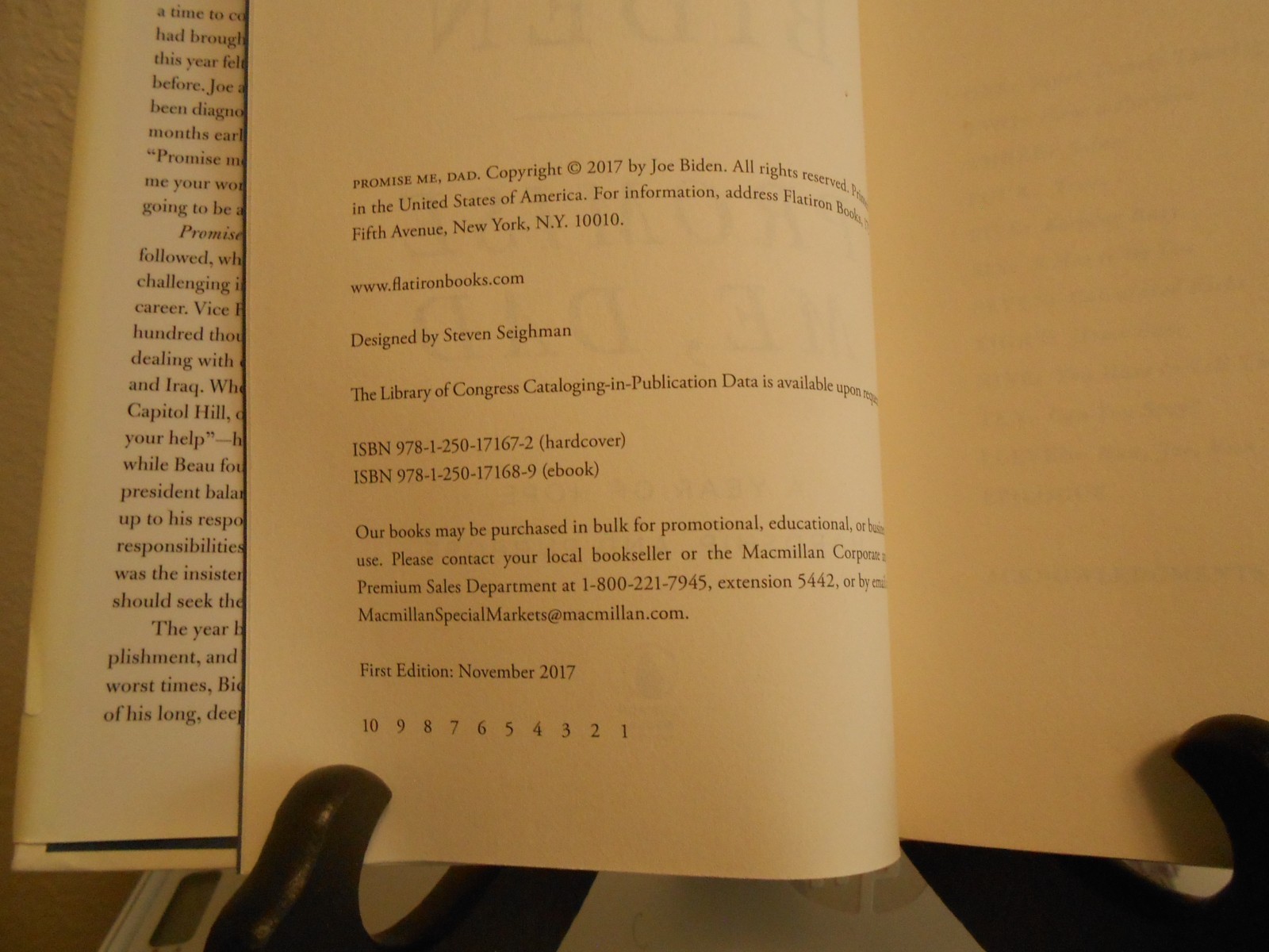 2017 Promise Me Dad By Joe Biden Signed First Edition, With Dustcover