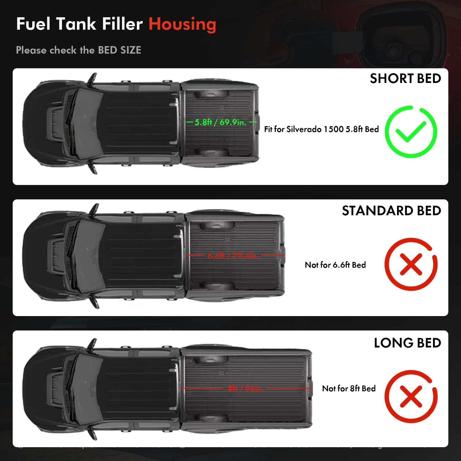 Fuel Tank Filler Pipe for Chevy Silverado 1500 2019-2025 Gas Cap Assembly