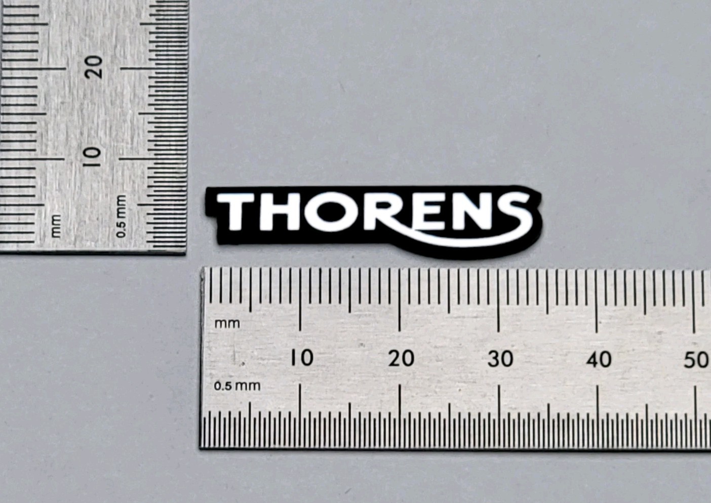 Thorens Badge Logo Emblem Decal Premium Brushed Silver With Self Stick Adhesive