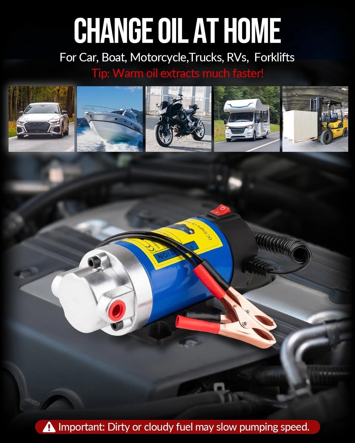 12V Electric Oil Extractor Pump for Engine, Gear, Transmission Fluid Transfer