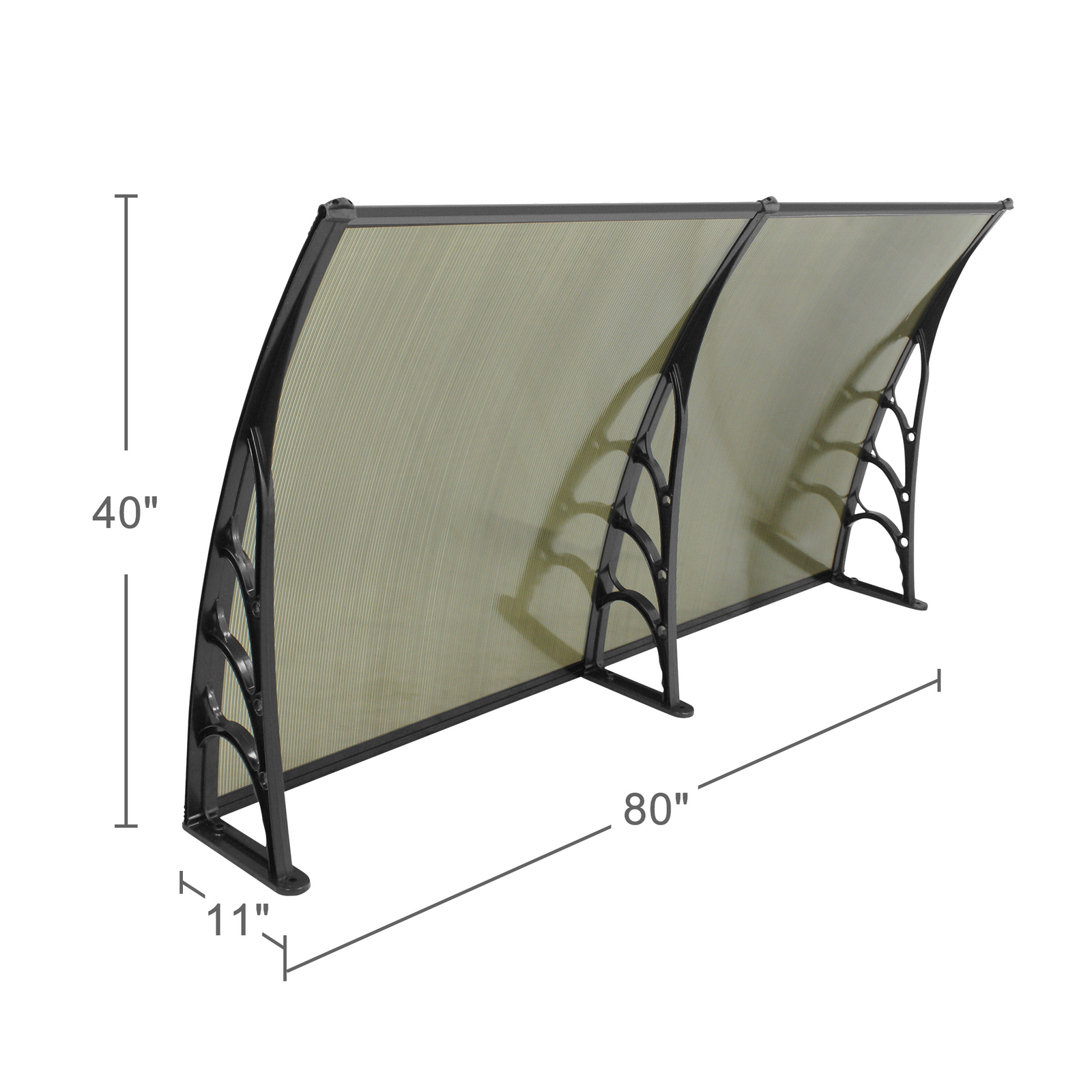 40 x 80 Window Awning Door Canopy Polycarbonate Cover, Brown